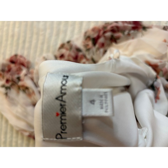 Premier Amour Floral Halter Pleated Maxi Dress White Pink Size 4 - Picture 5 of 5